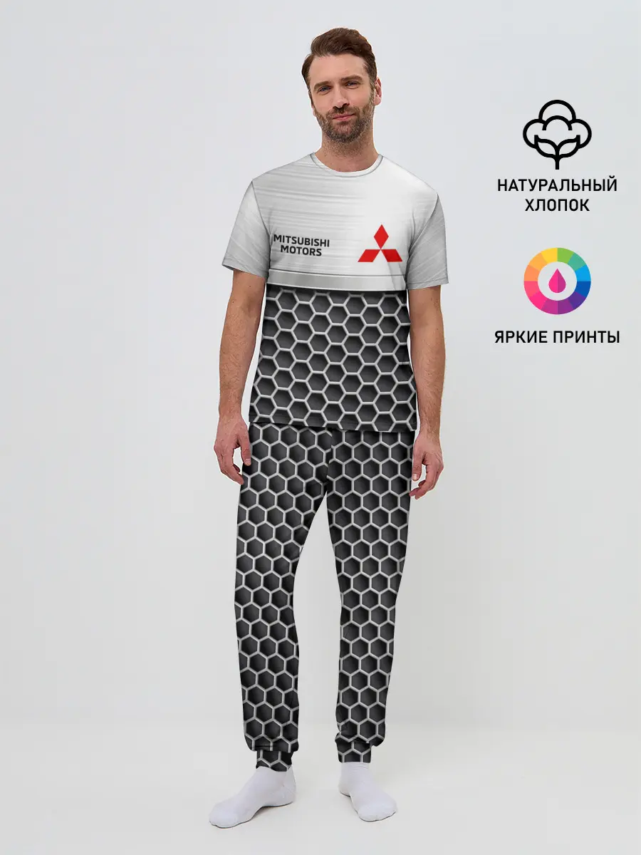 Мужская пижама с брюками / Mitsubishi | Стальная решетка