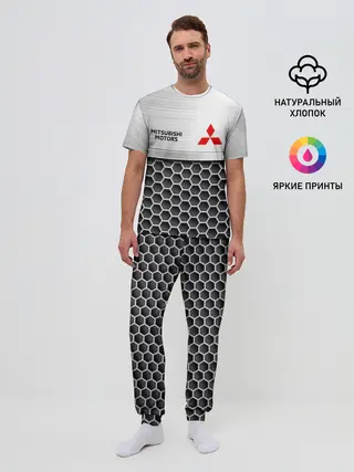 Мужская пижама с брюками / Mitsubishi | Стальная решетка