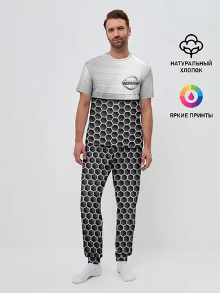 Мужская пижама с брюками / Nissan | Стальная решетка