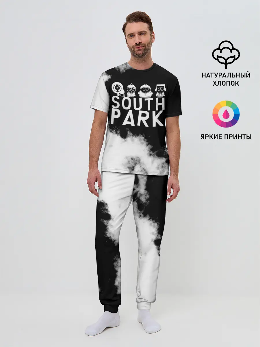 Мужская пижама с брюками / Все пацаны на черном фоне Южный Парк
