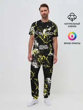 Мужская пижама с брюками / CS:GO Брызги красок