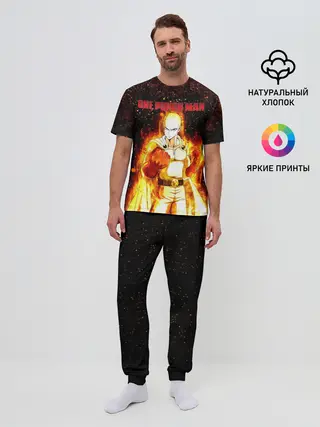Мужская пижама с брюками / Сайтама в огне | One Punch-Man