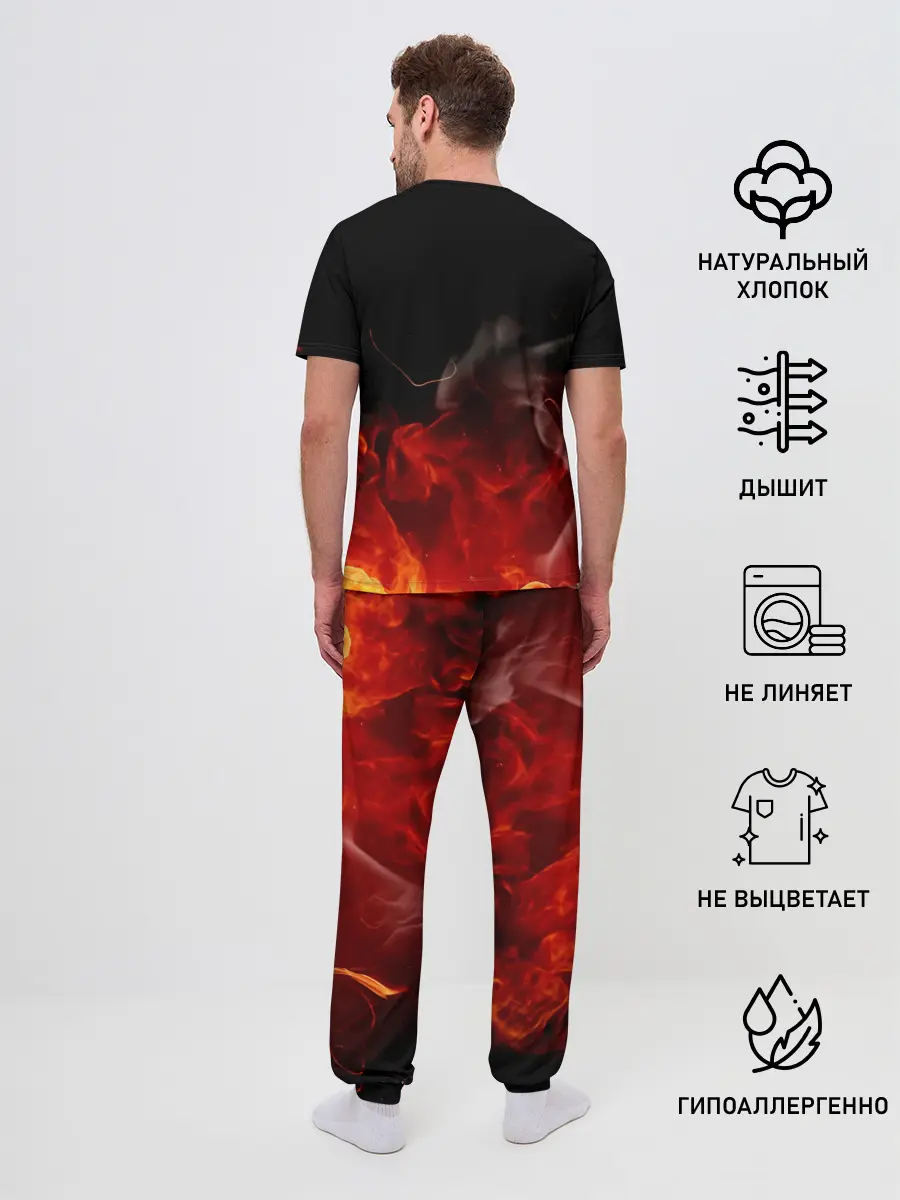Мужская пижама с брюками / Кулак One Punch-Man в огне