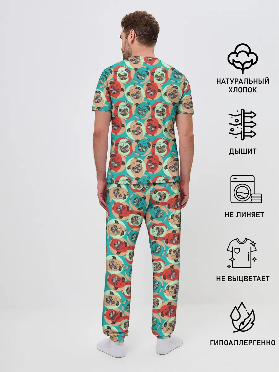 Мужская пижама с брюками / Прикольные Мопсы