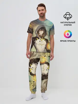 Мужская пижама с брюками / Чжун Ли, Zhongli, Genshin Impact