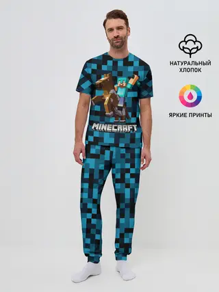 Мужская пижама с брюками / Minecraft, Пиксели