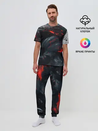 Мужская пижама с брюками / ЧЁРНЫЙ СИМБИОТ / ГРАНЖ / BLACK MONSTER