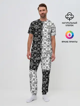 Мужская пижама с брюками / Тигры в китайском стиле