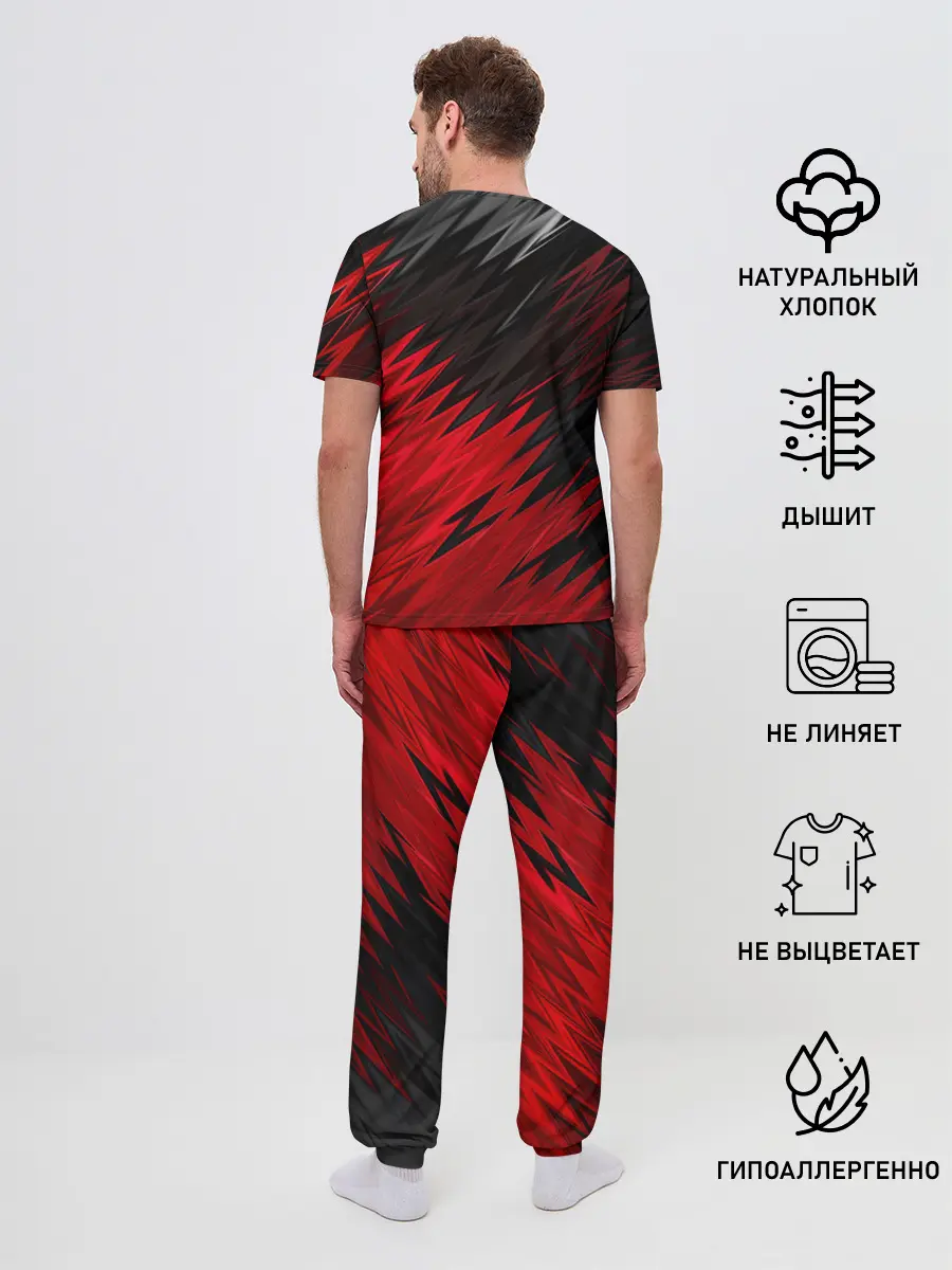 Мужская пижама с брюками / ЧЁРНО КРАСНЫЕ КРАСКИ | RED BLACK STRIPES