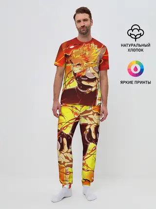 Мужская пижама с брюками / Ренгоку Кёджуро, Клинок рассекающий демонов