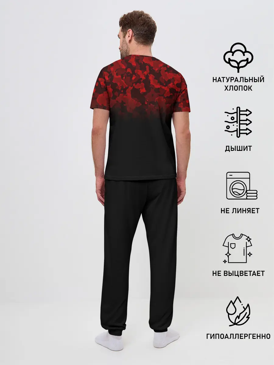 Мужская пижама с брюками / BLACK RED CAMO | RED MILLITARY