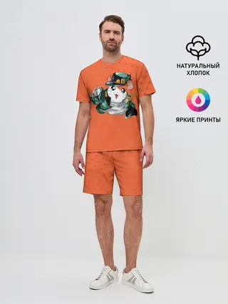 Мужской костюм с шортами / Джоджо хомяк на оранжевом