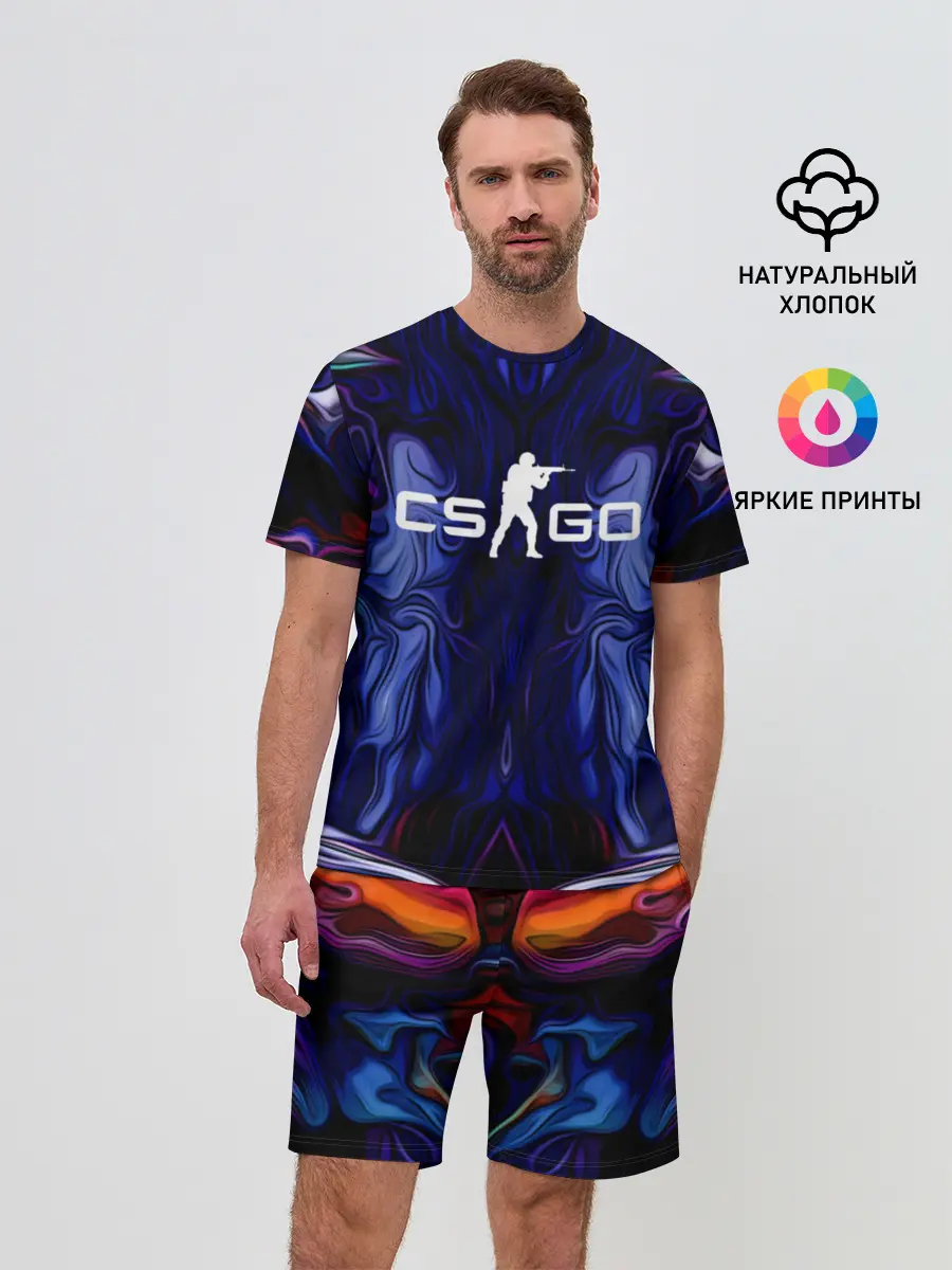 Мужской костюм с шортами / CS GO WAVES SKIN