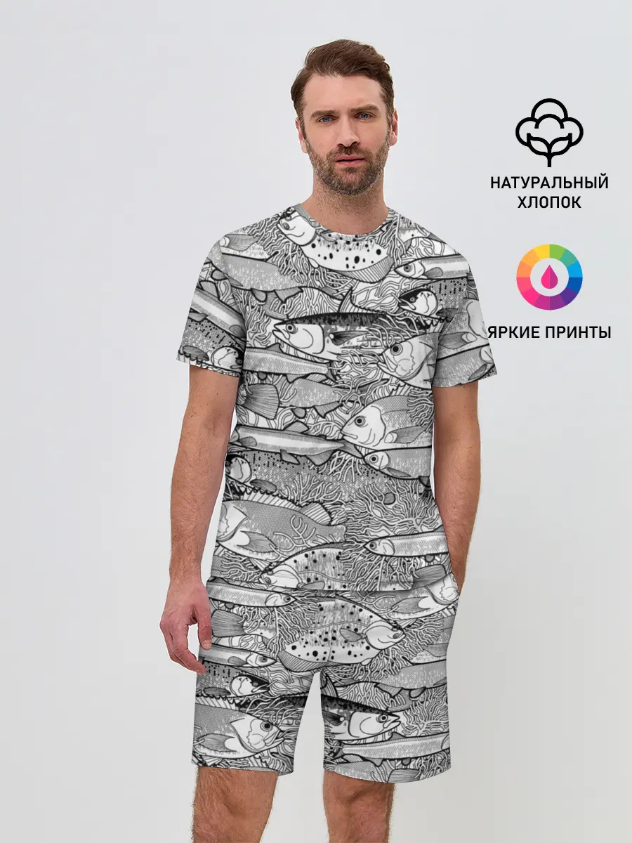 Мужской костюм с шортами / Рыбы