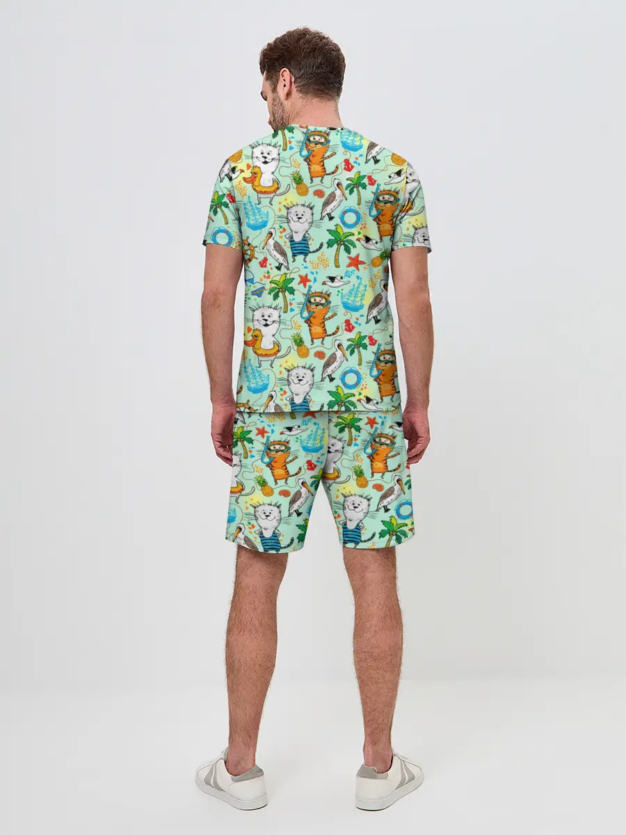 Мужской костюм с шортами / Коты на отдыхе