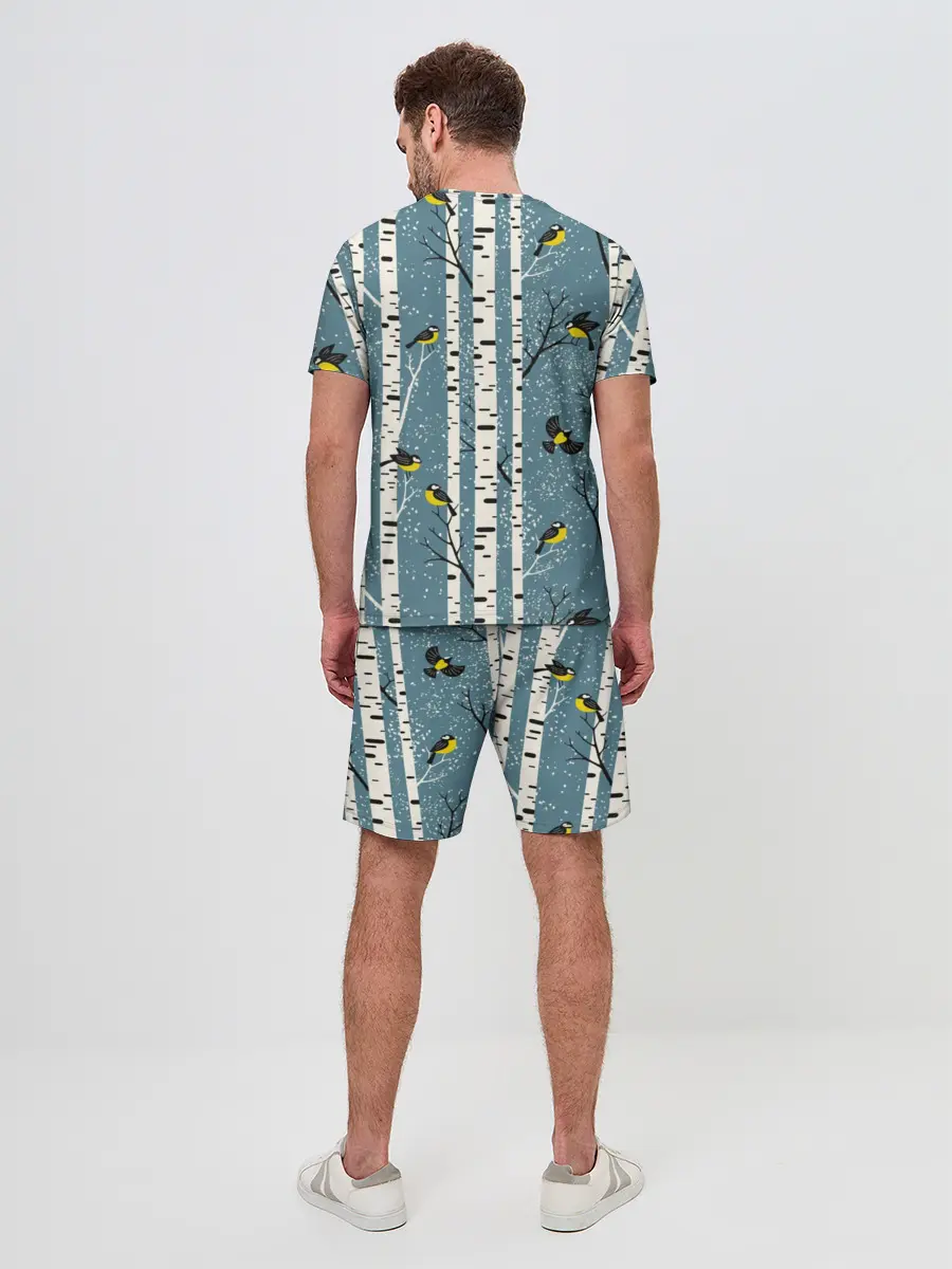 Мужской костюм с шортами / Синички на берёзах
