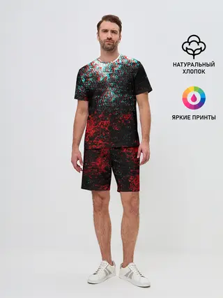 Мужской костюм с шортами / БРЫЗГИ КРАСОК GLITCH