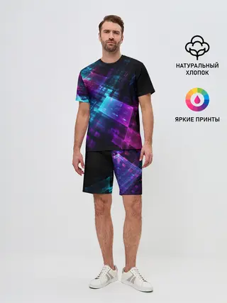 Мужской костюм с шортами / Неоновая абстракция