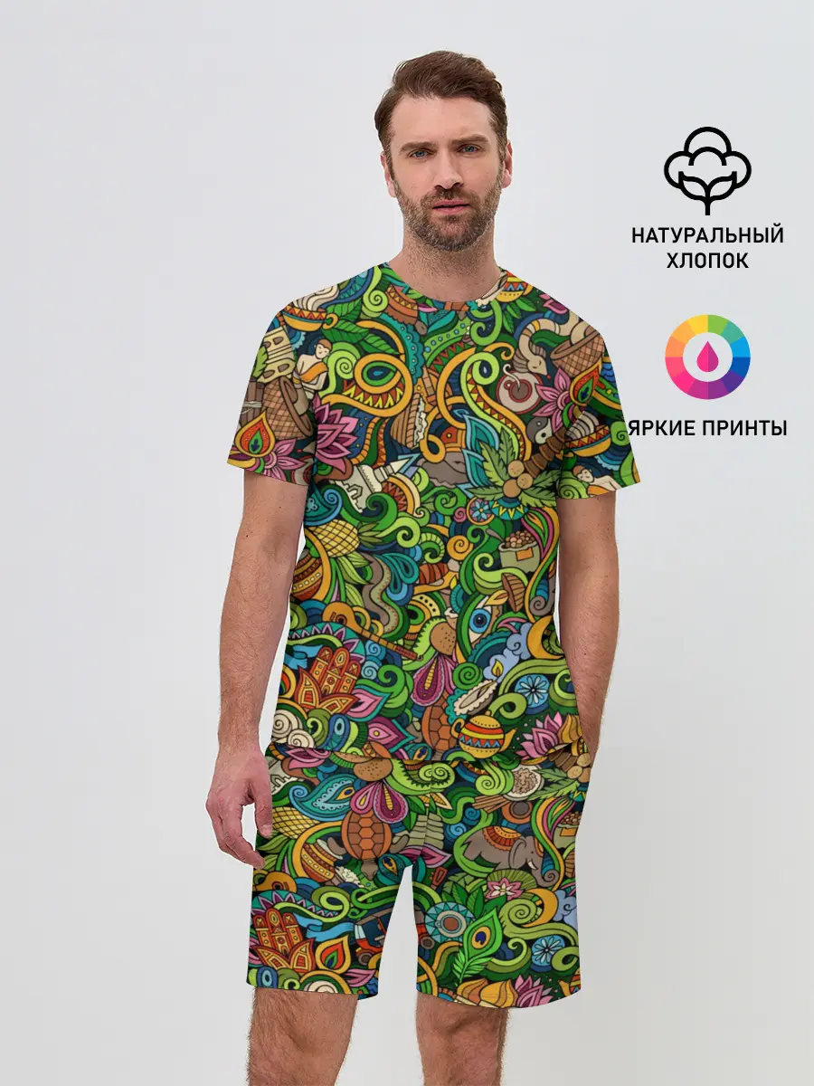 Мужской костюм с шортами / Тибетский коллаж