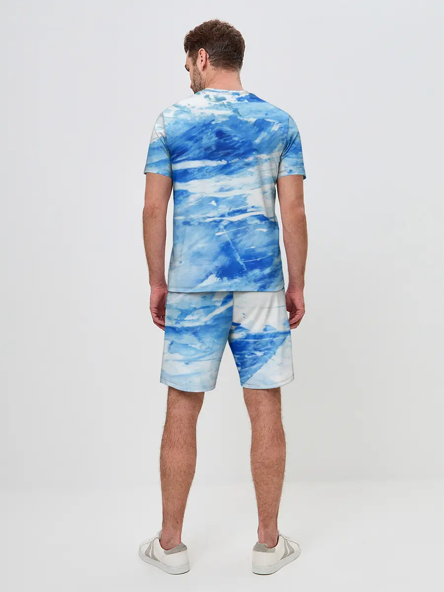 Мужской костюм с шортами / Вода акварель