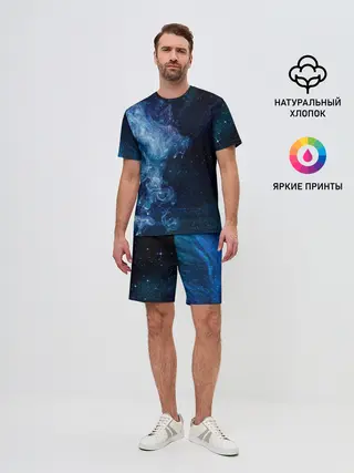 Мужской костюм с шортами / Синий космос