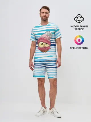 Мужской костюм с шортами / Сова в шапке