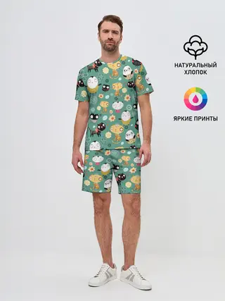 Мужской костюм с шортами / Совы и котики