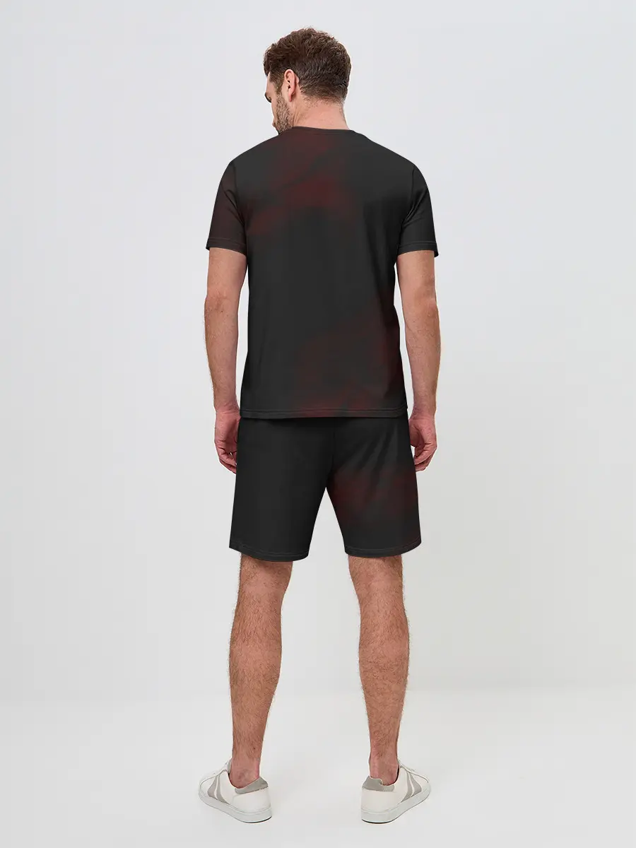 Мужской костюм с шортами / Аста на темном красном фоне