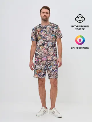 Мужской костюм с шортами / Ахегао цвет