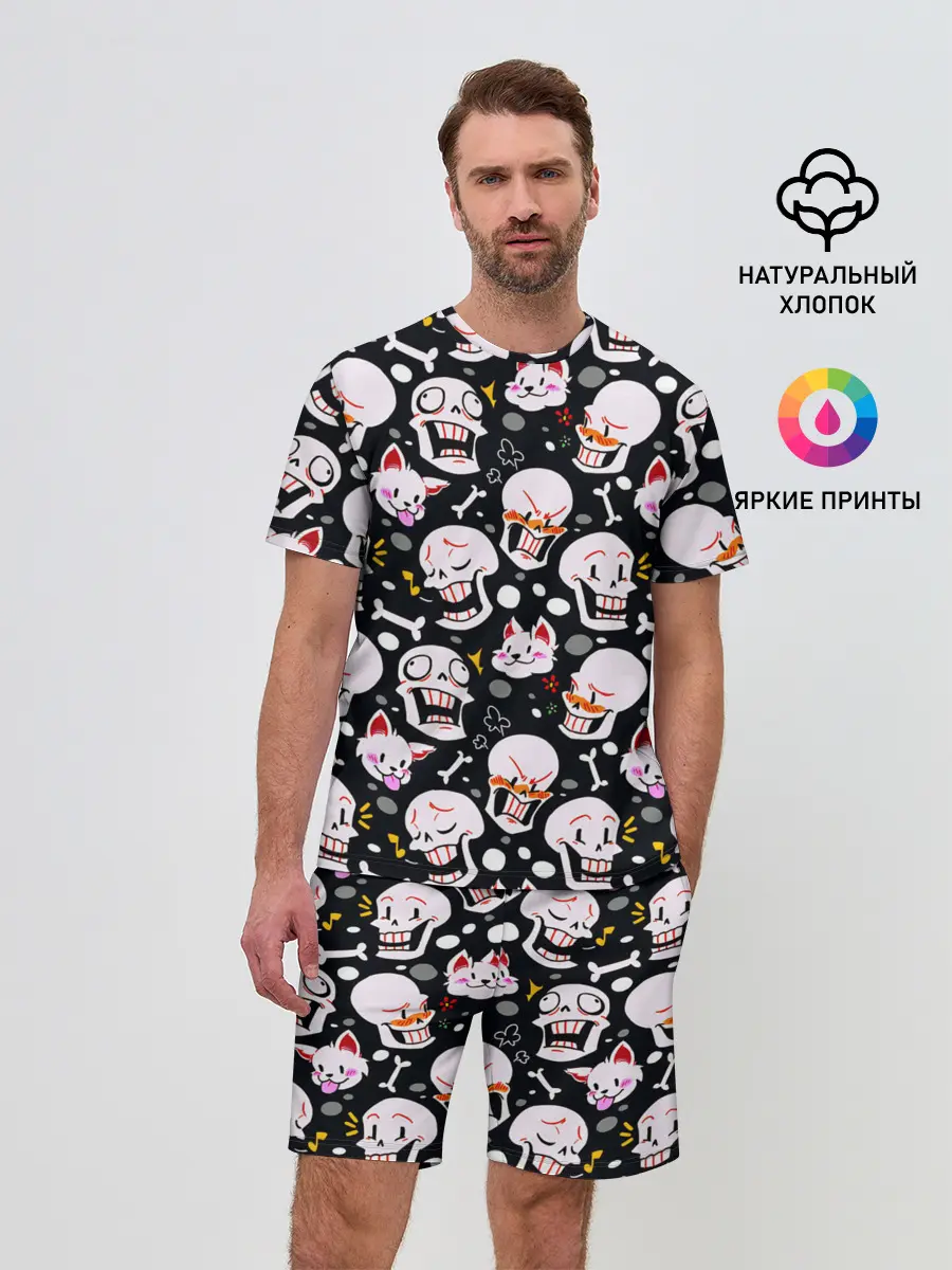 Мужской костюм с шортами / Черепа и Котики