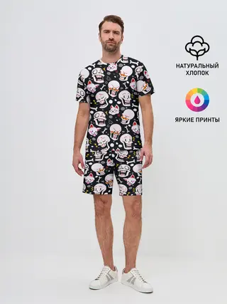 Мужской костюм с шортами / Черепа и Котики