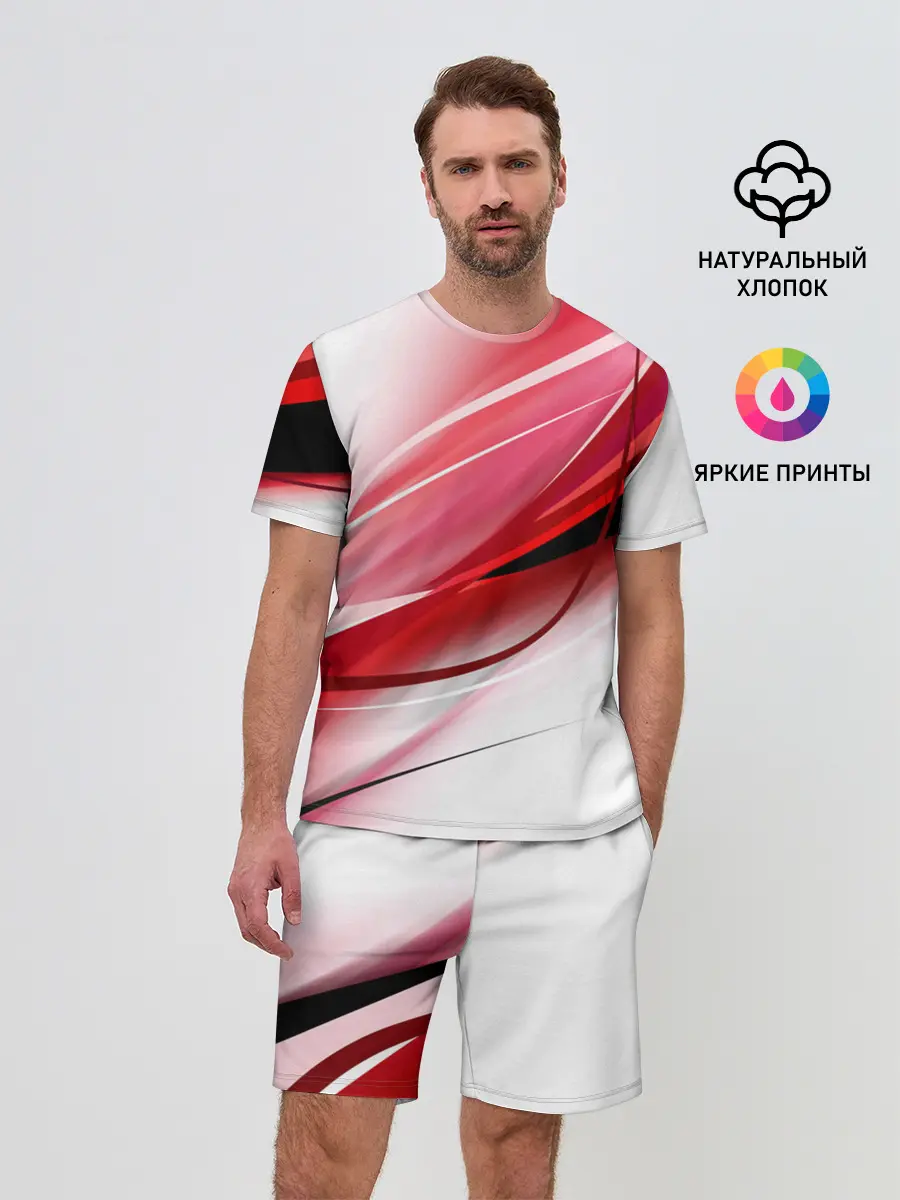 Мужской костюм с шортами / Красная линия