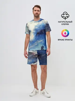 Мужской костюм с шортами / Ёжик в космосе