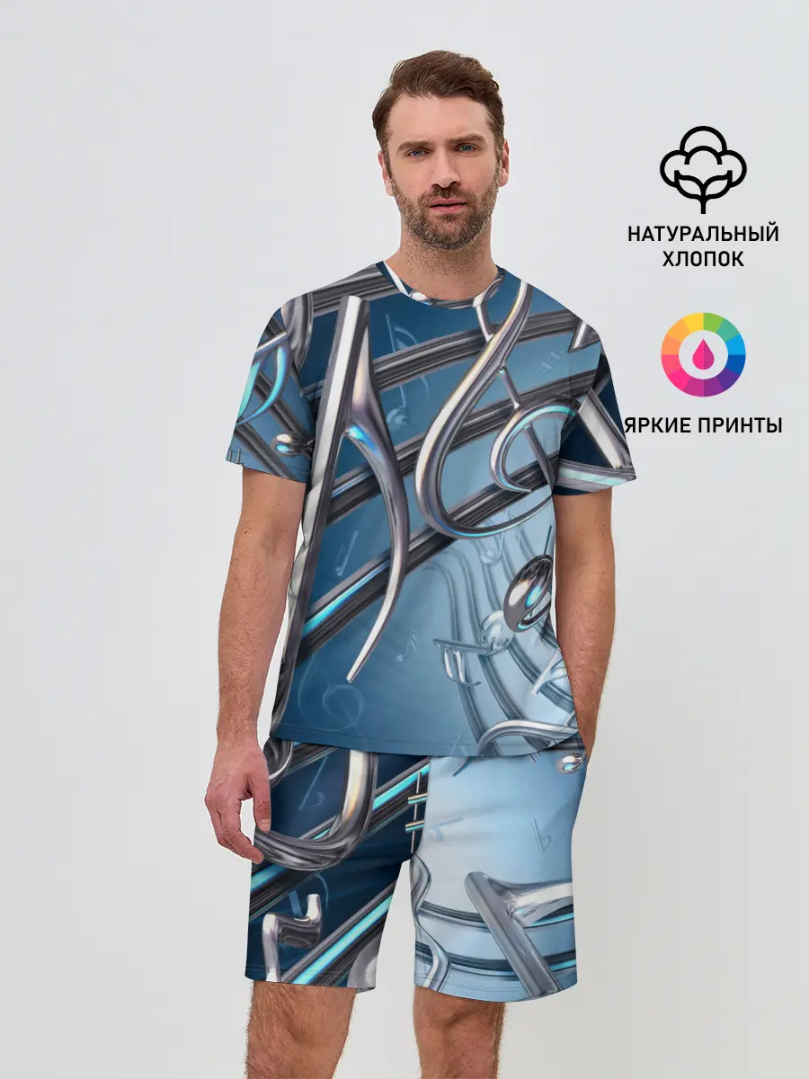 Мужской костюм с шортами / Металлические ноты