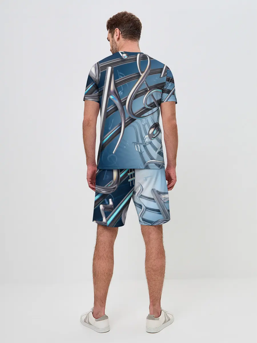 Мужской костюм с шортами / Металлические ноты