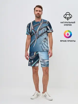 Мужской костюм с шортами / Металлические ноты