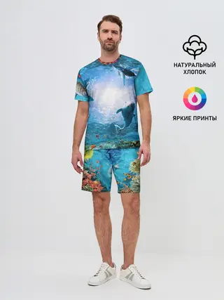 Мужской костюм с шортами / Дельфины