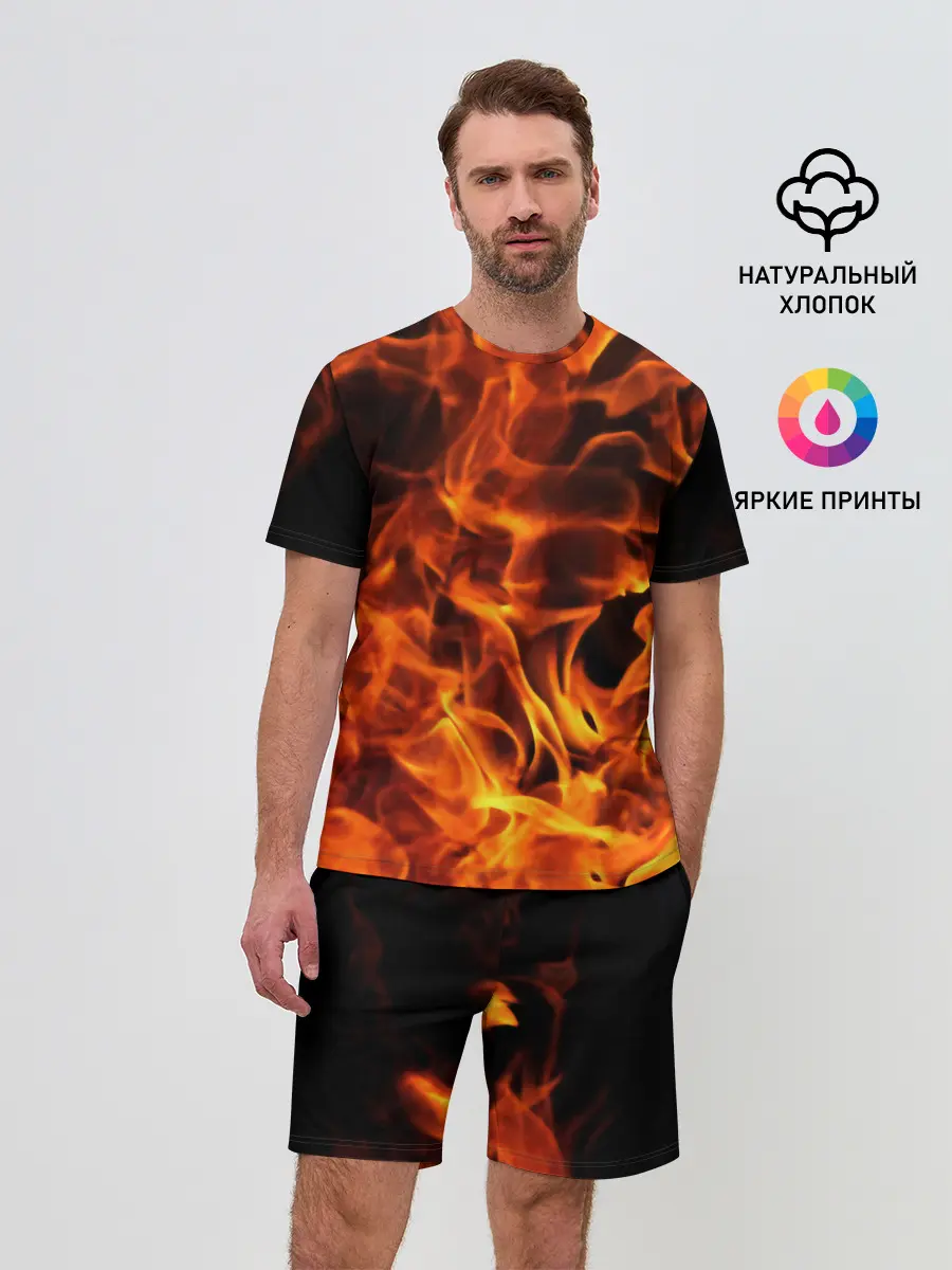 Мужской костюм с шортами / огонь