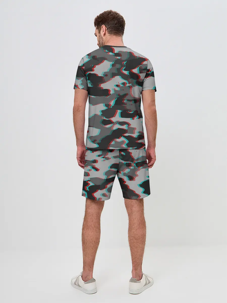 Мужской костюм с шортами / Серый камуфляж