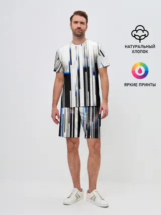 Мужской костюм с шортами / Абстракция Глитч