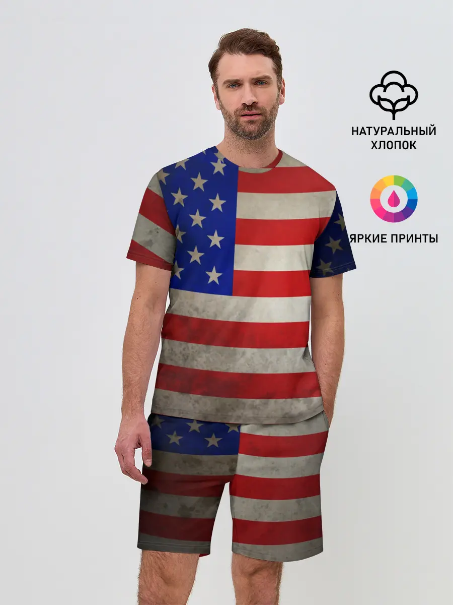 Мужской костюм с шортами / Американский флаг