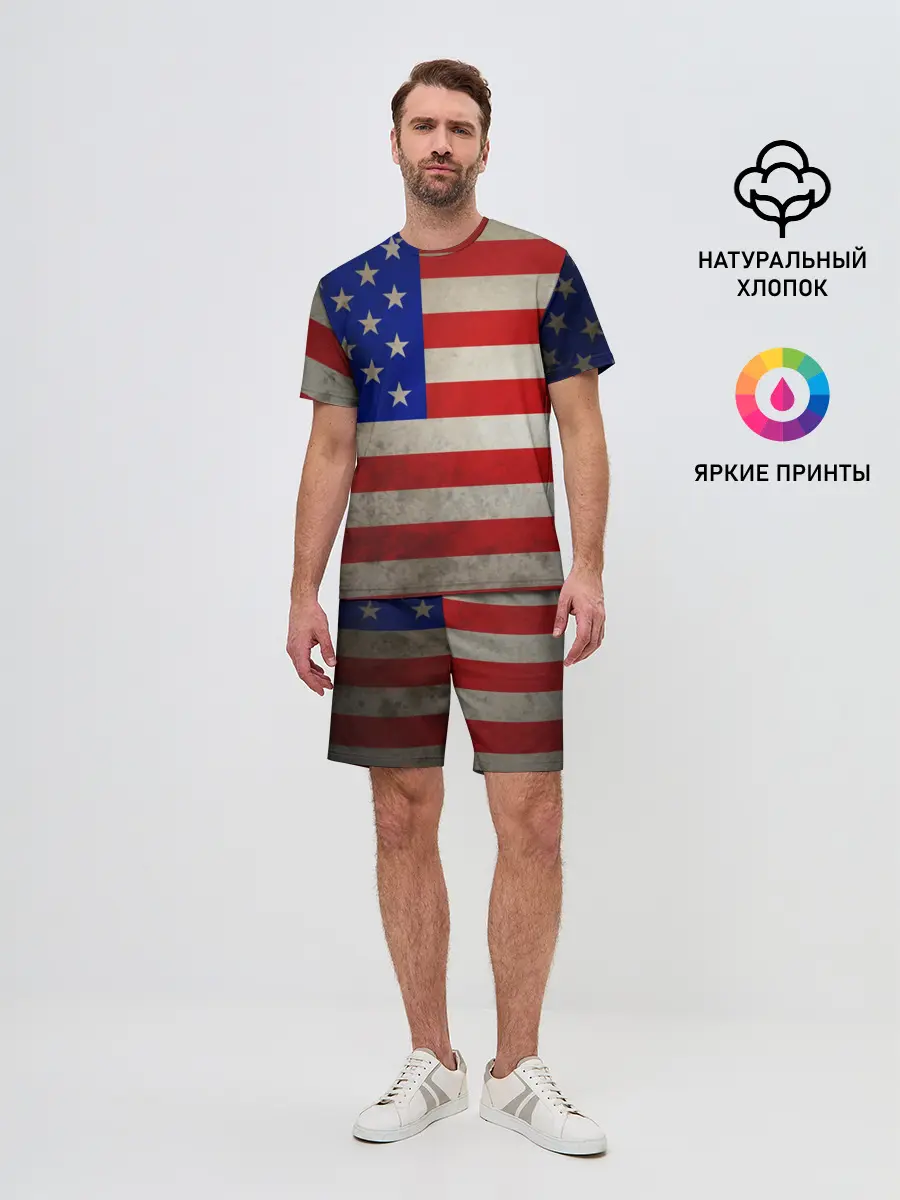 Мужской костюм с шортами / Американский флаг