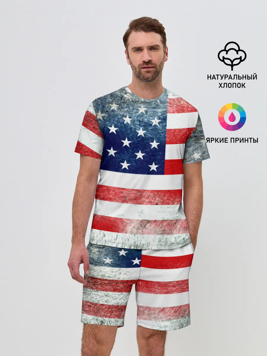 Мужской костюм с шортами / Америка Флаг