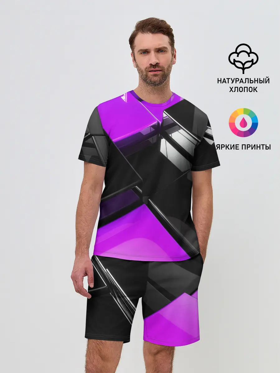 Мужской костюм с шортами / Неоновые кубы