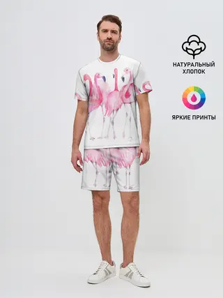 Мужской костюм с шортами / Фламинго