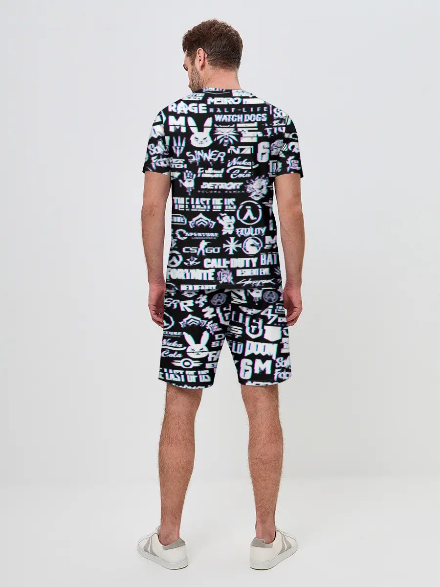 Мужской костюм с шортами / ЛОГОТИПЫ ИГР GLITCH | ГЛИТЧ