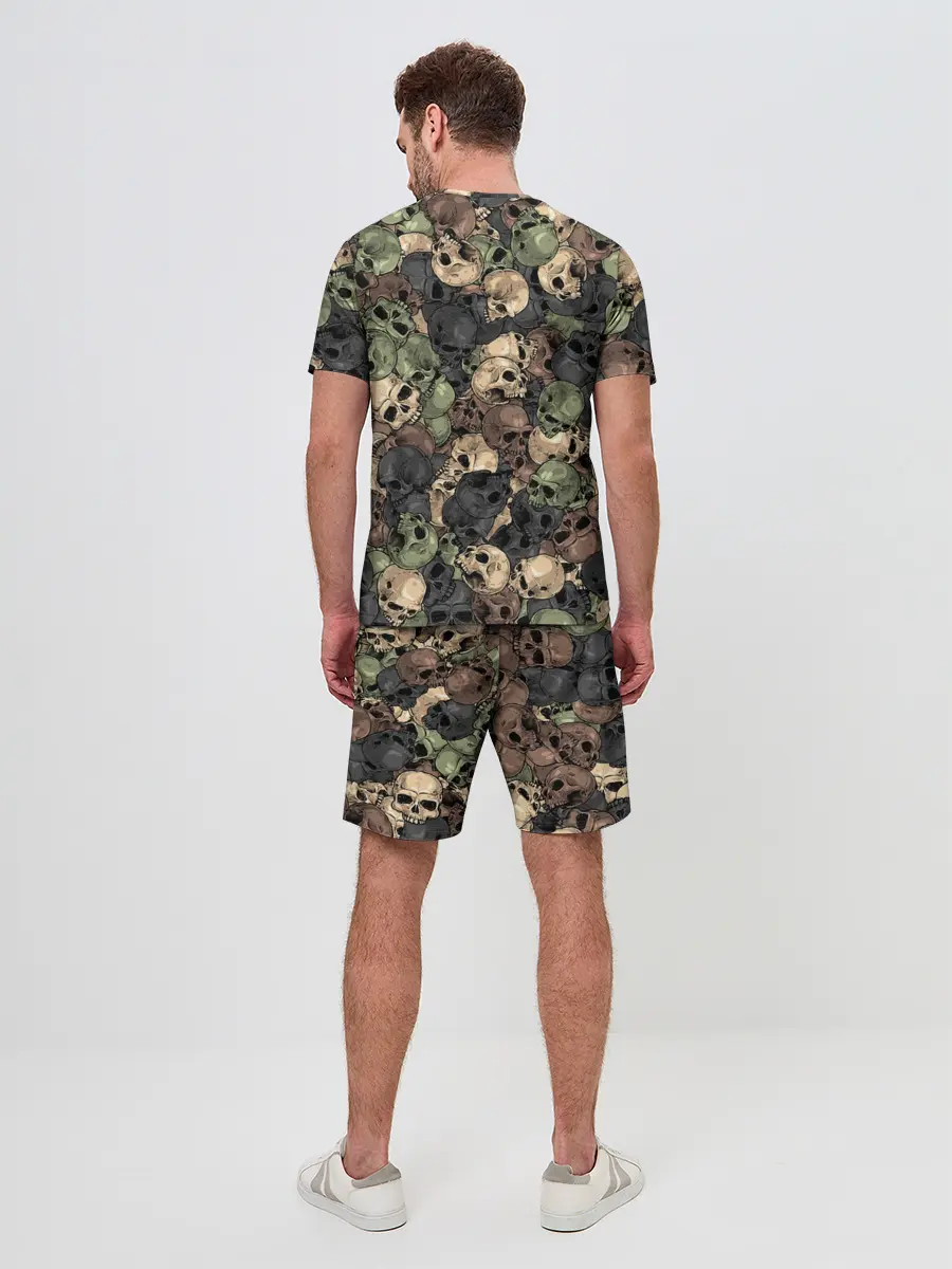 Мужской костюм с шортами / Камуфляж с черепами