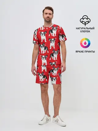 Мужской костюм с шортами / Французские бульдоги