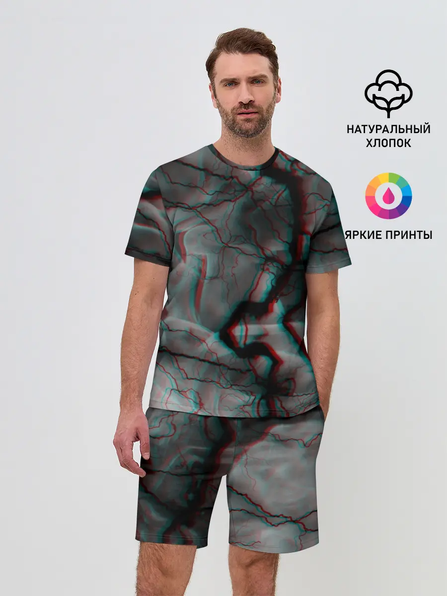 Мужской костюм с шортами / МОЛНИИ GLITCH