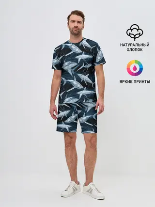 Мужской костюм с шортами / Акулы